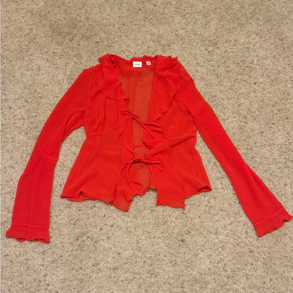 Wilfred 2XS Red Tie up Blouse
